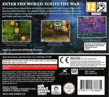 James Cameron's Avatar - The Game (Europe) (En,Fr,De,Es,It,Nl) (NDSi Enhanced) box cover back